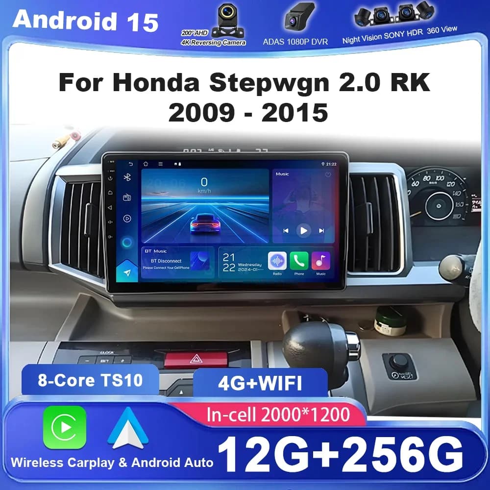 Autoradio Android Per Honda Stepwgn 2.0 RK 2009-2013-2015 Lettore di Navigazione Multimediale Android Auto Carplay 2Din DVD Stereo DSP