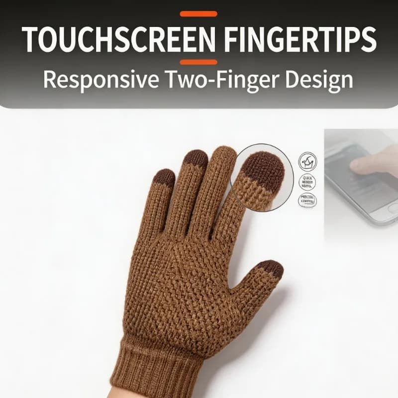 Winter Gloves Men Warm Knit Fleece Lined Touchscreen Non-slip Thermal Windproof Outdoor MTB Bike Motorcycle Cycling Cold Weather