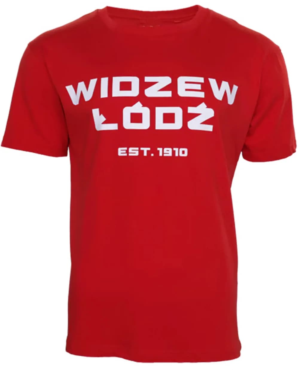 T-shirt da uomo Widzew Łódź con stampa logo minimalista sul petto, multicolore, vestibilità ampia, girocollo, casual, per tifosi di calcio polacchi