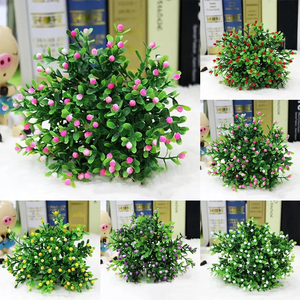Pianta artificiale Vivida aspetto realistico Puntelli per foto Decorazione domestica Erba verde finta Foglie in rattan Ramo per soggiorno