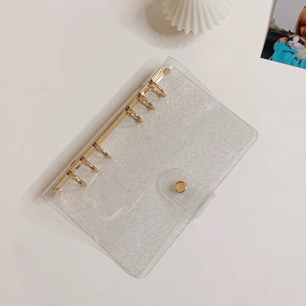 A5 Glitter Binder Stainless Steel PVC Cover Refillable Notebook Binder Cover for Office School Planner Business Diary