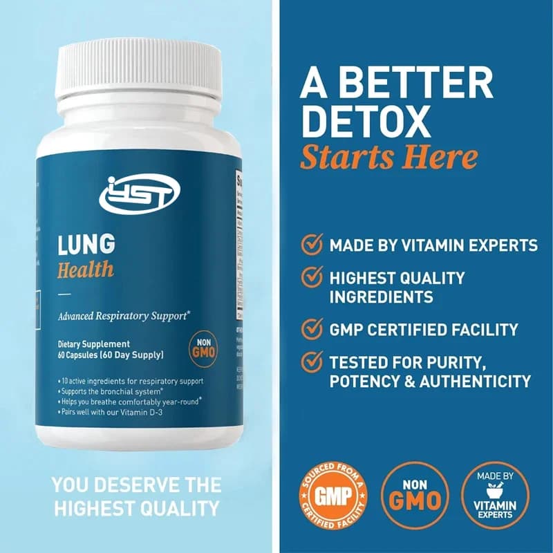 Pulmonary health, lung support supplement, containing vitamin C, casoina, quercina and bromelina, 60 pills