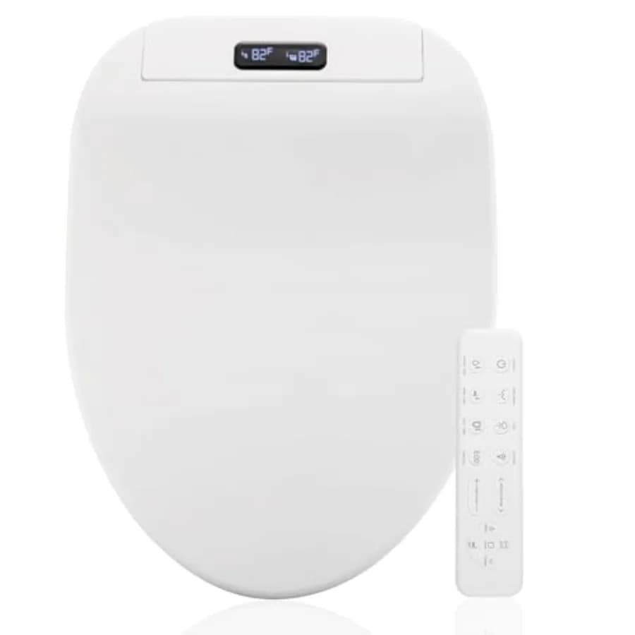 Sedile WC Elettrico con Bidet Integrato, Funzione Auto-Pulente, Riscaldato, Design Allungato e Telecomando Wireless - Acqua Calda Illimitata - Conveniente