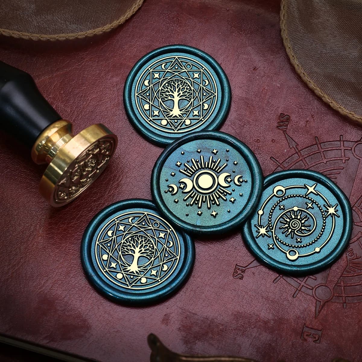 Starry Sky Trees Series Wax Seal Stamp Set 1 (Includes One Handle + 25mm Stamp Head) - Perfect for Love Letters, Invitations, Holiday Greeting Cards, Journaling, Scrapbooking Accessories, and DIY Crafts
