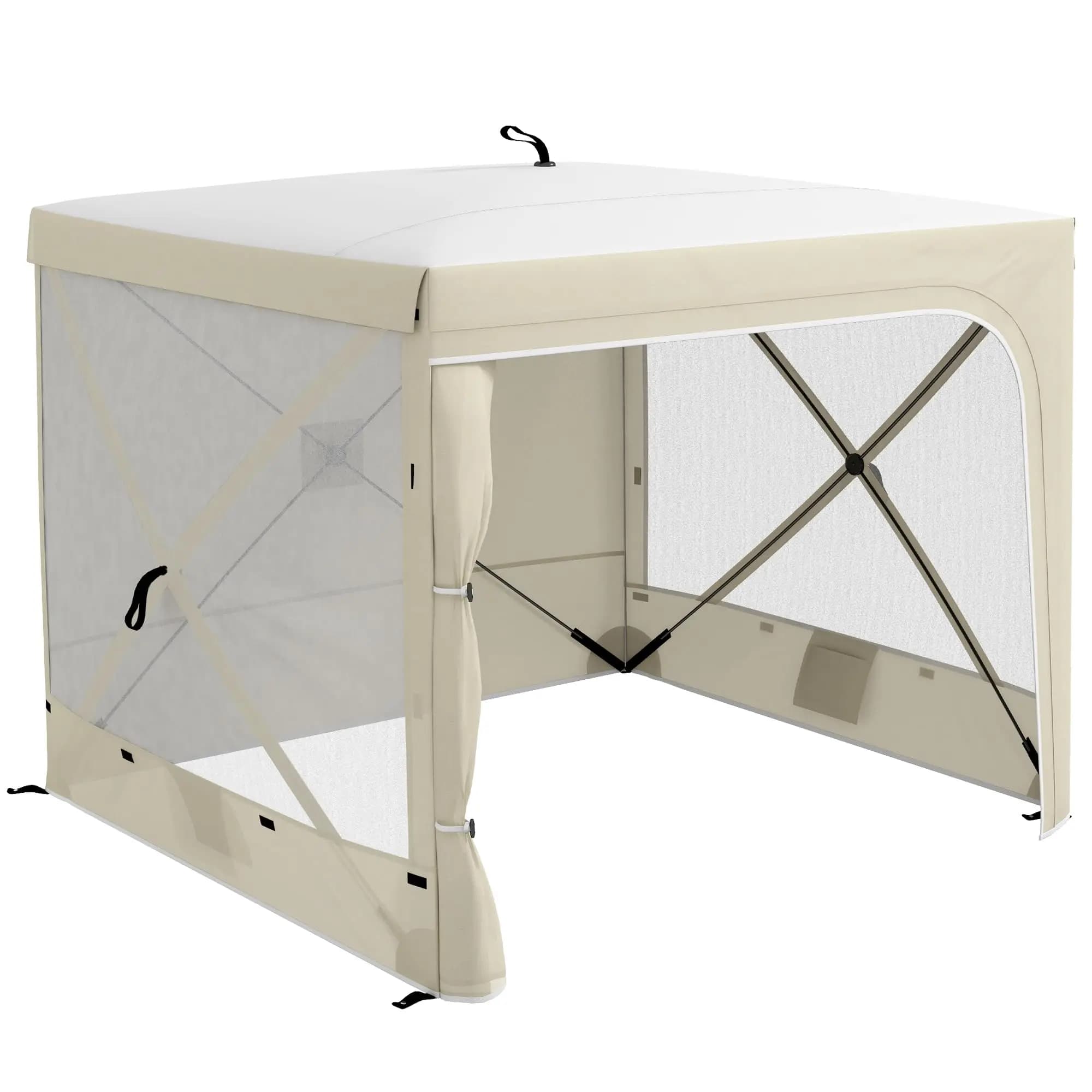 7x8 Ft Pop Up Canopy Tent With Mesh Walls And Curtains For Garden Patio Camping Event Shelter