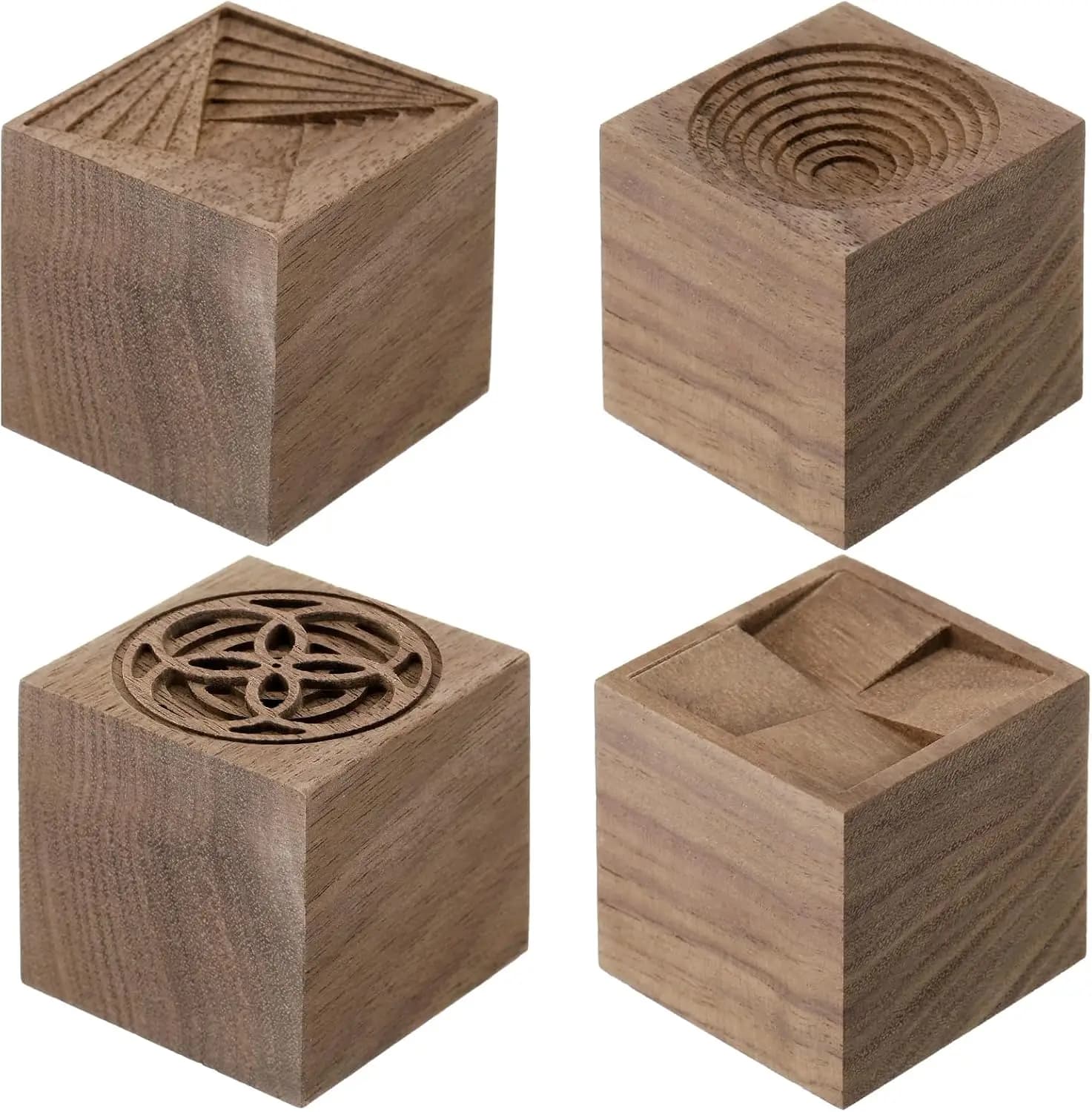 4 Pcs Wooden Essential Oil Diffuser Square Aromatherapy Car Home Office Yoga Spa