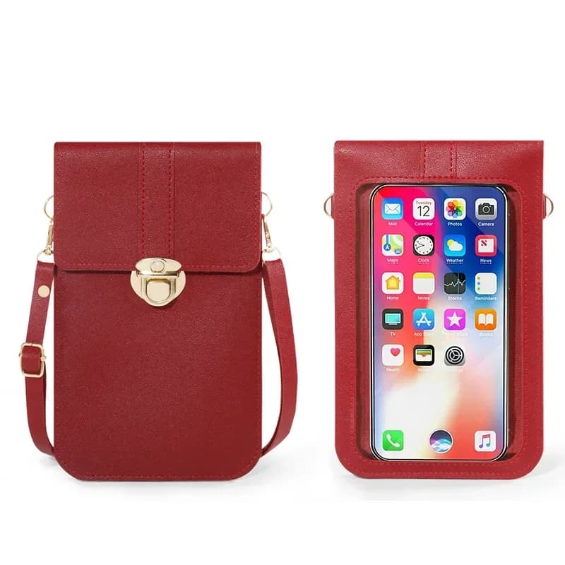 Borsa per cellulare da donna con touch screen Borsa semplice in pelle PU Mini portafoglio da donna Borsa a tracolla messenger Borsa squisita alla moda