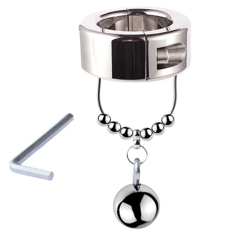 Prodotti SM per Uomo: Anello Scrotale in Acciaio Inossidabile con Peso per Bondage Testicolare e Anello Pendente per Esercizi con Peso sul Pene