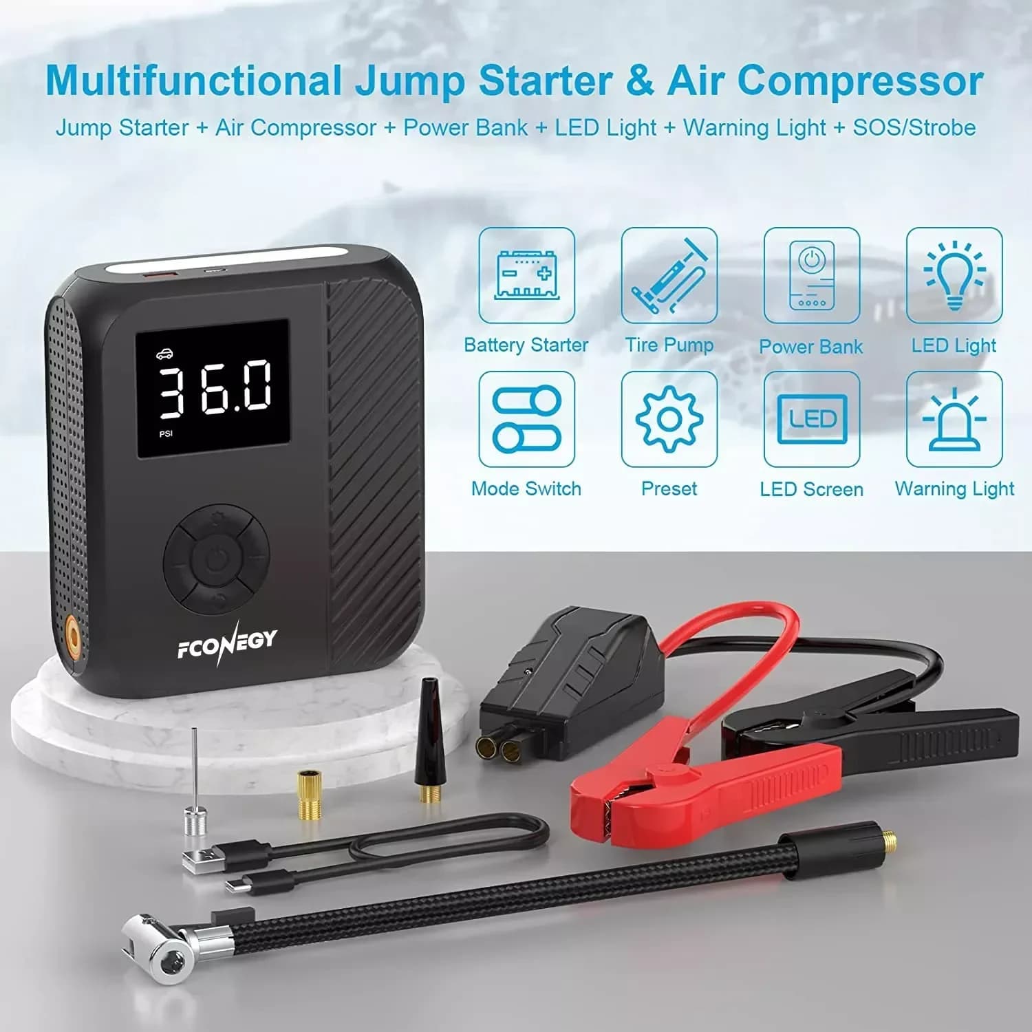 Vendite dirette transfrontaliere Vendita calda Multifunzione portatile 12000mAh 14000mAh Avviatore di emergenza per auto Pacchetto dispositivo di avviamento 12V con