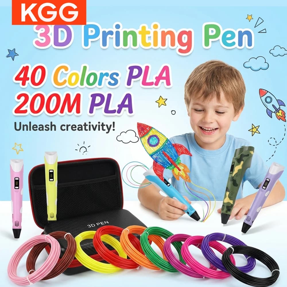 3D Pen for Children with LCD Screen, 40 Colors of Filament PLA, 3D Drawing Pen, DIY Gift for Boys and Girls