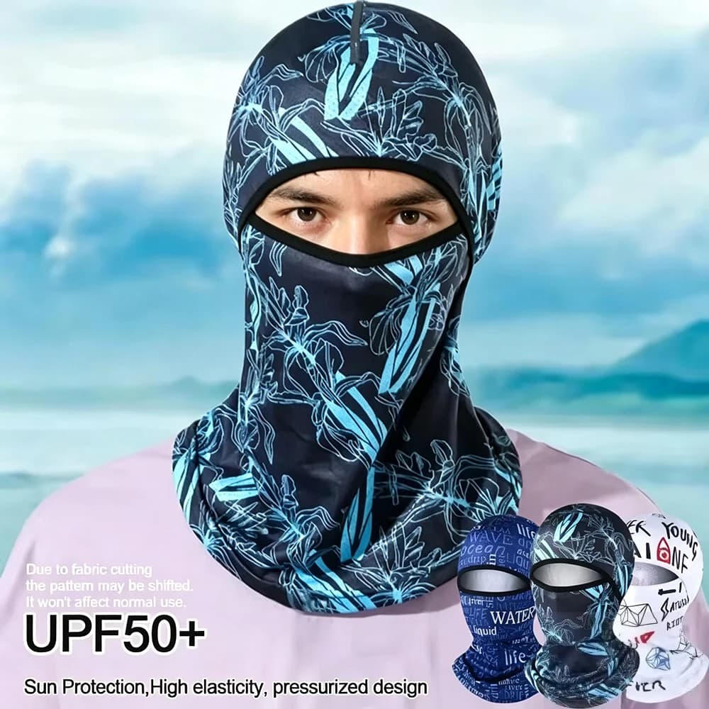 Summer Cool Balaclava Ice Silk Cycling Full Face Cap Sun Anti-UV Protection Sports Face Cover Headwear Bike Motorcycle Men's Hat