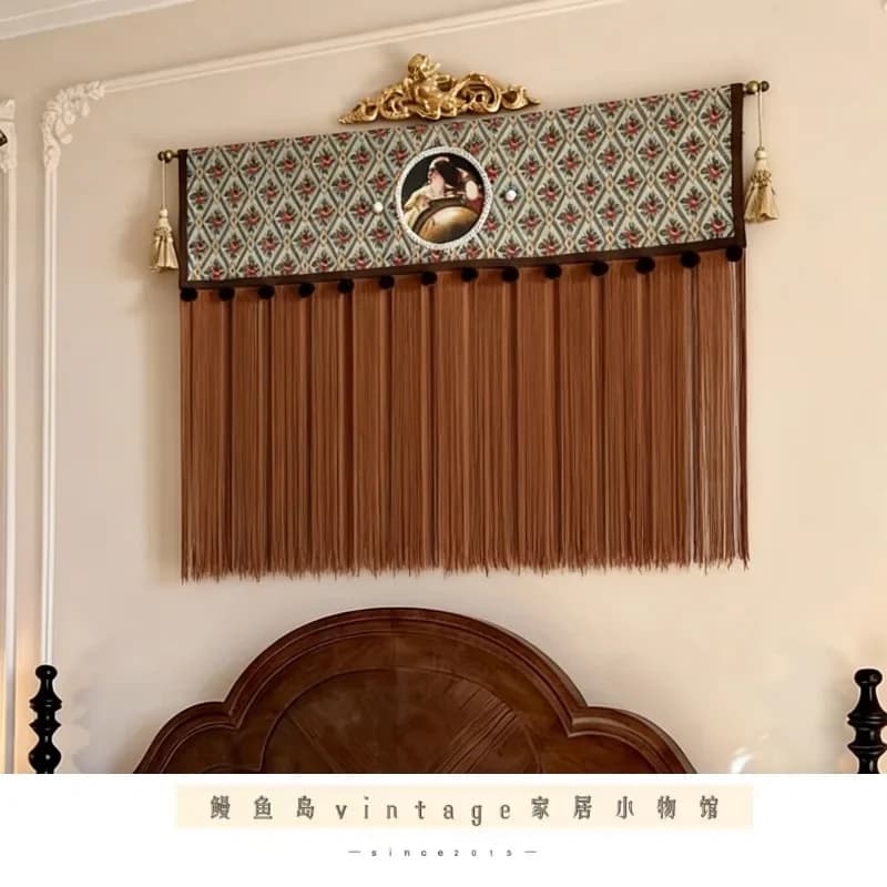 Medieval style home tapestry decorative painting bedside French brass weaving fringed pendant angel bedroom wall hanging