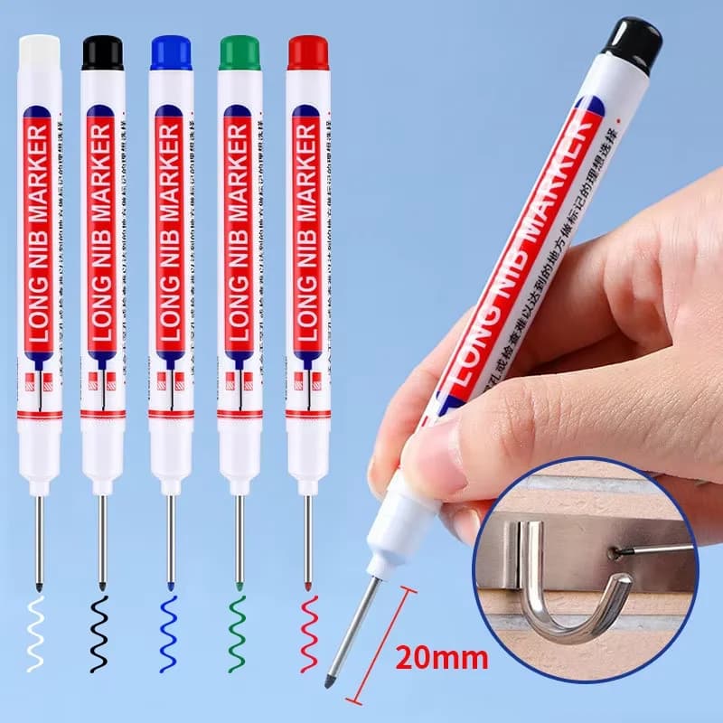 Set di 2 Pennarelli Multiuso a Punta Lunga con Inchiostro Bianco/Rosso/Nero/Blu/Verde per Lavorazione del Legno e Decorazione Piastrelle