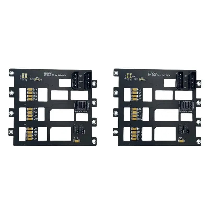 Backplane per 2 Dischi Rigidi SAS/SATA per Server di Archiviazione NAS, Adattatore SFF8643 a 4 Alloggiamenti HDD/SSD 6Gbps con Alimentatore 4D