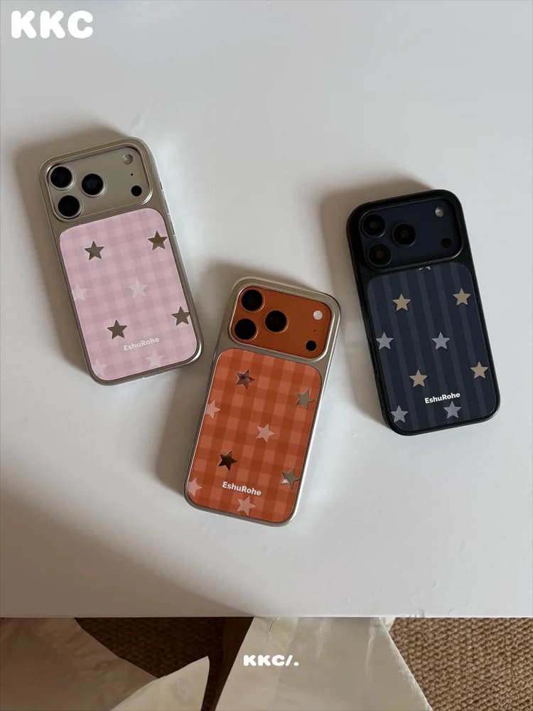 Nuova custodia per telefono anti-caduta con griglia a stella scintillante e bordo in resina epossidica stile INS Corea per iPhone XR/11/12/13/14/15/16/17 ProMax