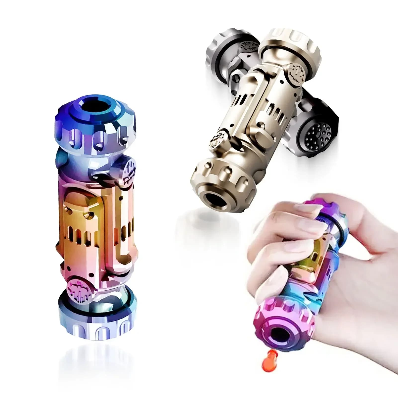 Pistola a Proiettili Morbidi Shock Bombs, Fidget Spinner Pieghevole, Pistola in Metallo con Espulsione di Proiettili Morbidi, Giocattoli Antistress per Adulti e Bambini, Regalo