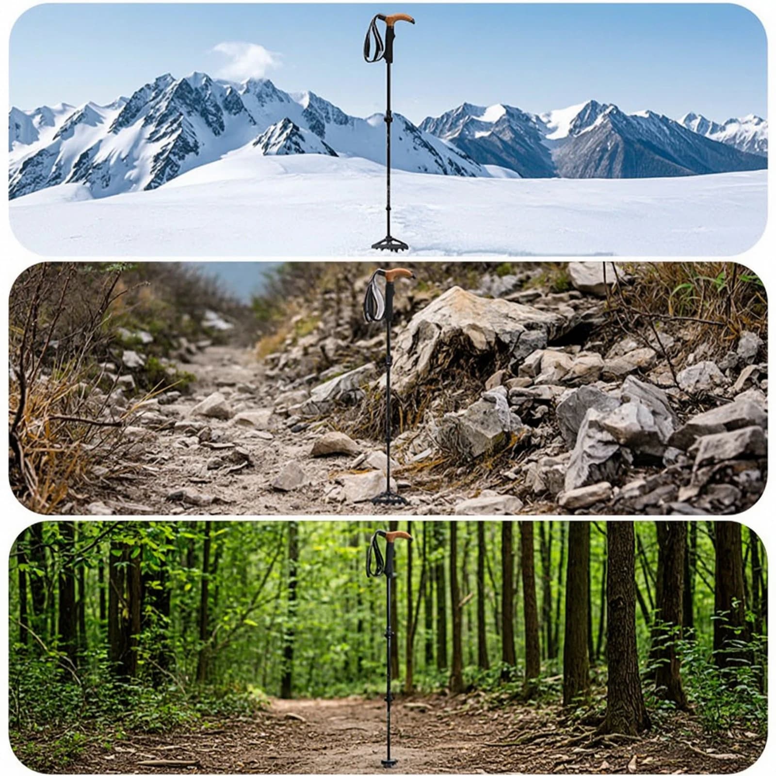 Trekking Pole with T-Handle Adjustable Collapsible Trekking Poles Collapsible Hiking Poles Lightweight for Hikers