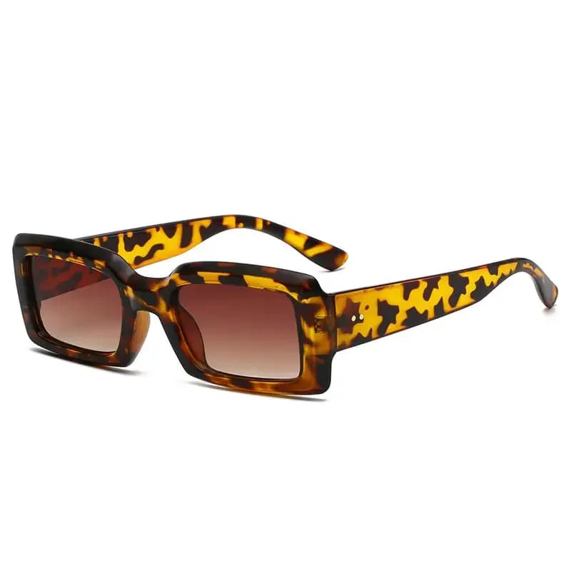 Retro Tortoise Shell RecSunglasses, Y2K Fashion UV Protection Shades for Women, Trendy Street Style Sun Glasses 200000297