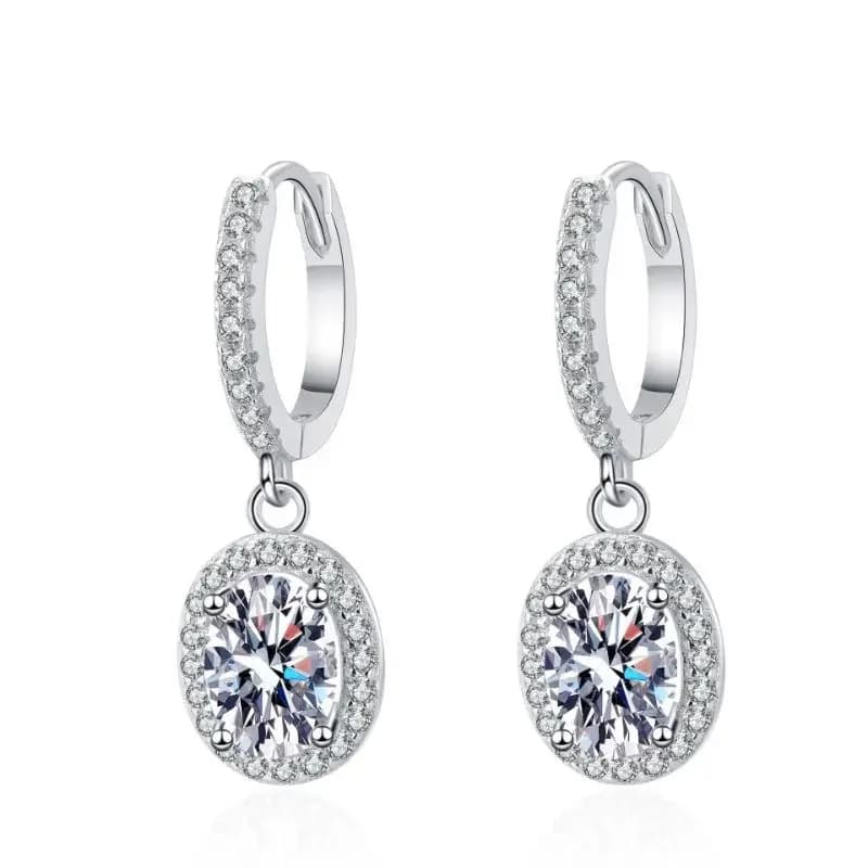 Orecchini pendenti da donna in argento sterling 925 con moissanite ovale da 1 carato, regalo di fidanzamento e matrimonio