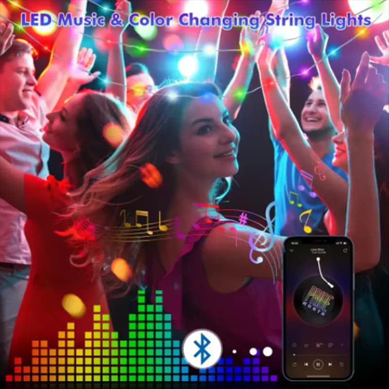 Stringa LED Bluetooth Lucine Dreamcolor RGBIC Festa fai da te Luci dell'albero di Natale Decorazioni di nozze Ghirlanda Lampada USB 15M/10M/5M