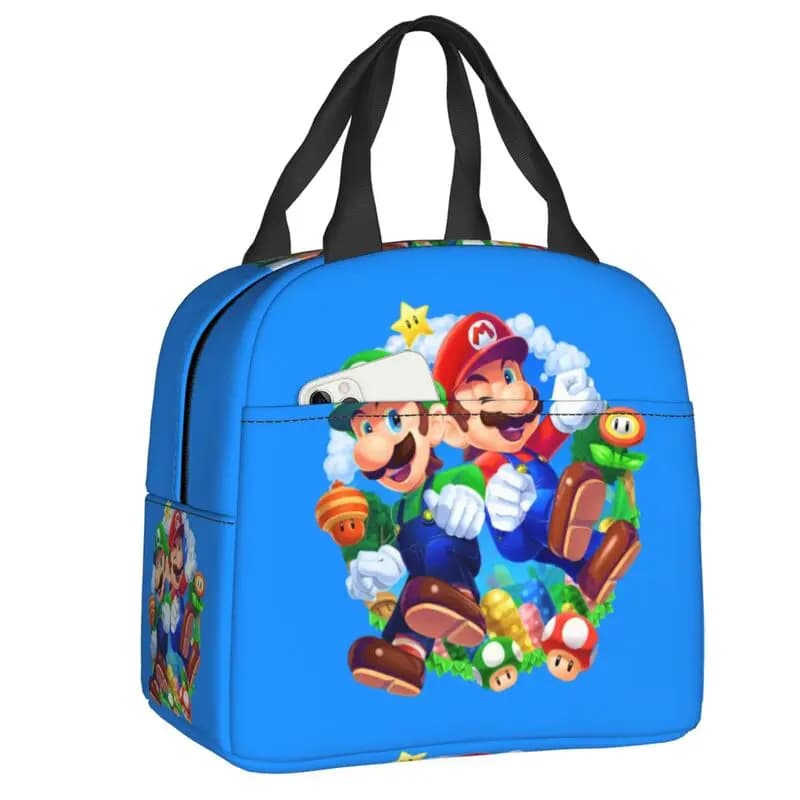 Borsa Termica per il Pranzo Super Luigi Bros Mario, Impermeabile, Contenitore Termico per Alimenti, Borsa da Trasporto per Donne e Bambini