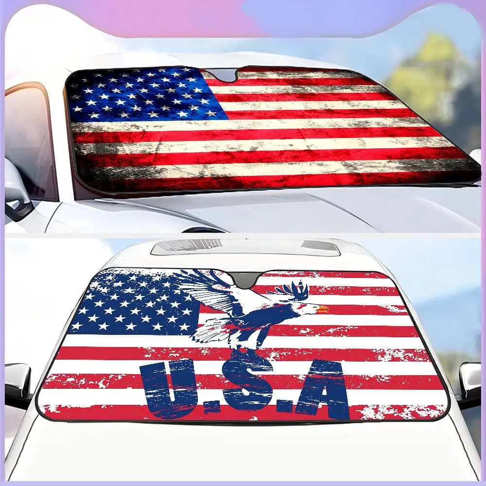 Parasole per Auto con Bandiera Americana, Divertente Parasole Pieghevole con Animali per Finestrini Auto