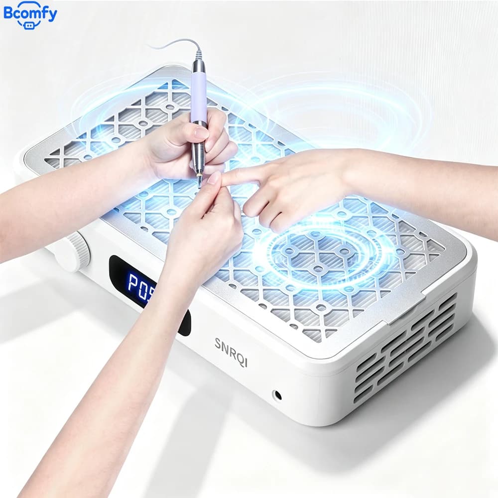 Dual Turbo Fan Nail Dust Collector Adjustable Speed Nail Vacuum Dust Extractor Low Noise Manicure Pedicure Nail Art Dust Cleaner