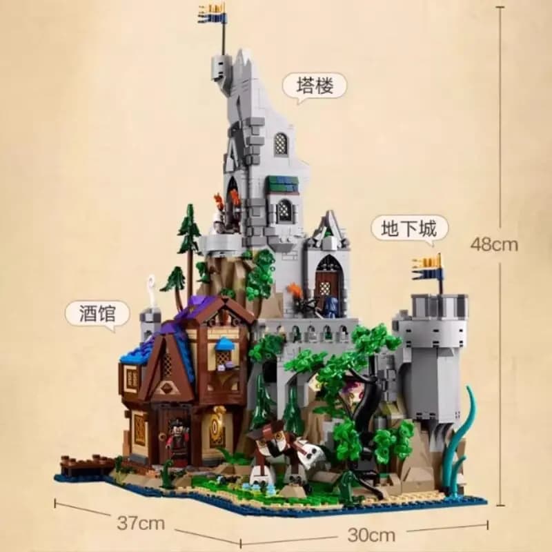 Set di Costruzioni Serie Architettonica Street View Dungeons & Dragons, Puzzle del Drago Rosso, 3745 Pezzi, Giocattolo per Bambini