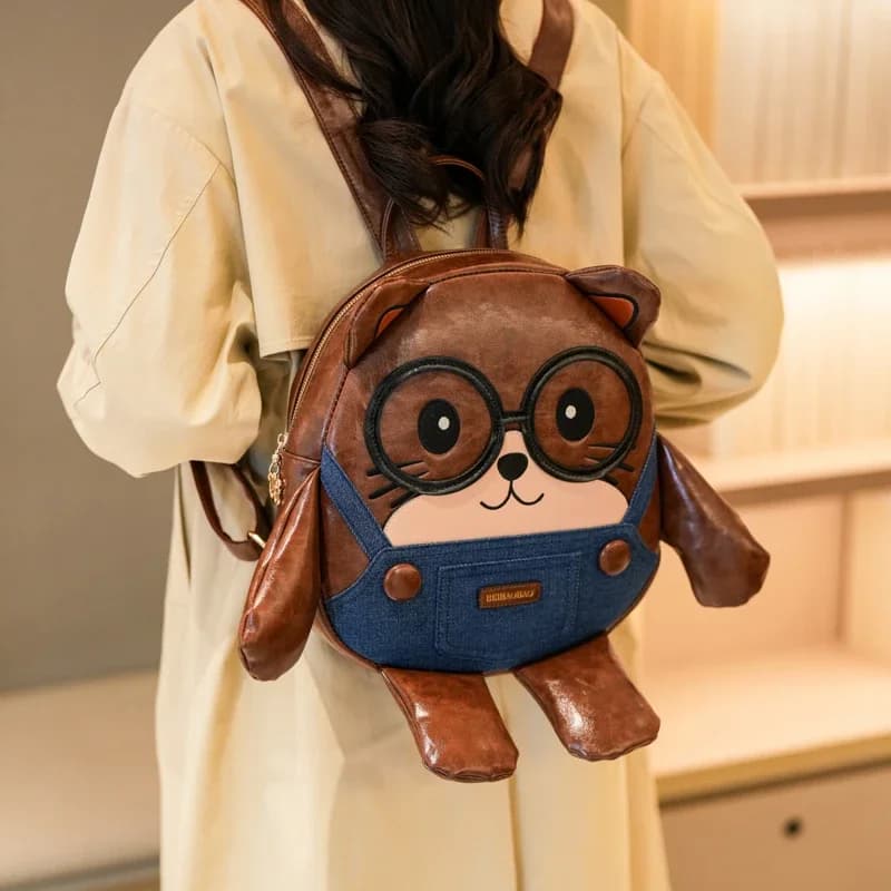 New Kawaii Cartoon Bear Backpack Unisex Casual Bag Men Women Cute Style Travel Daypack Animal shaped Bag Girl Bags PU Schoolbag