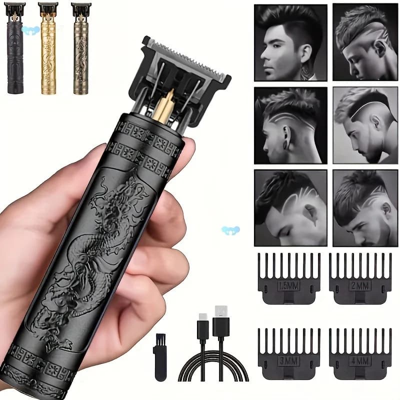 2026 Vintage T9 Carving Hair Clipper for Men Rechargeable USB Portable Professional Barber Hair Cutting Machine Beard Trimmer