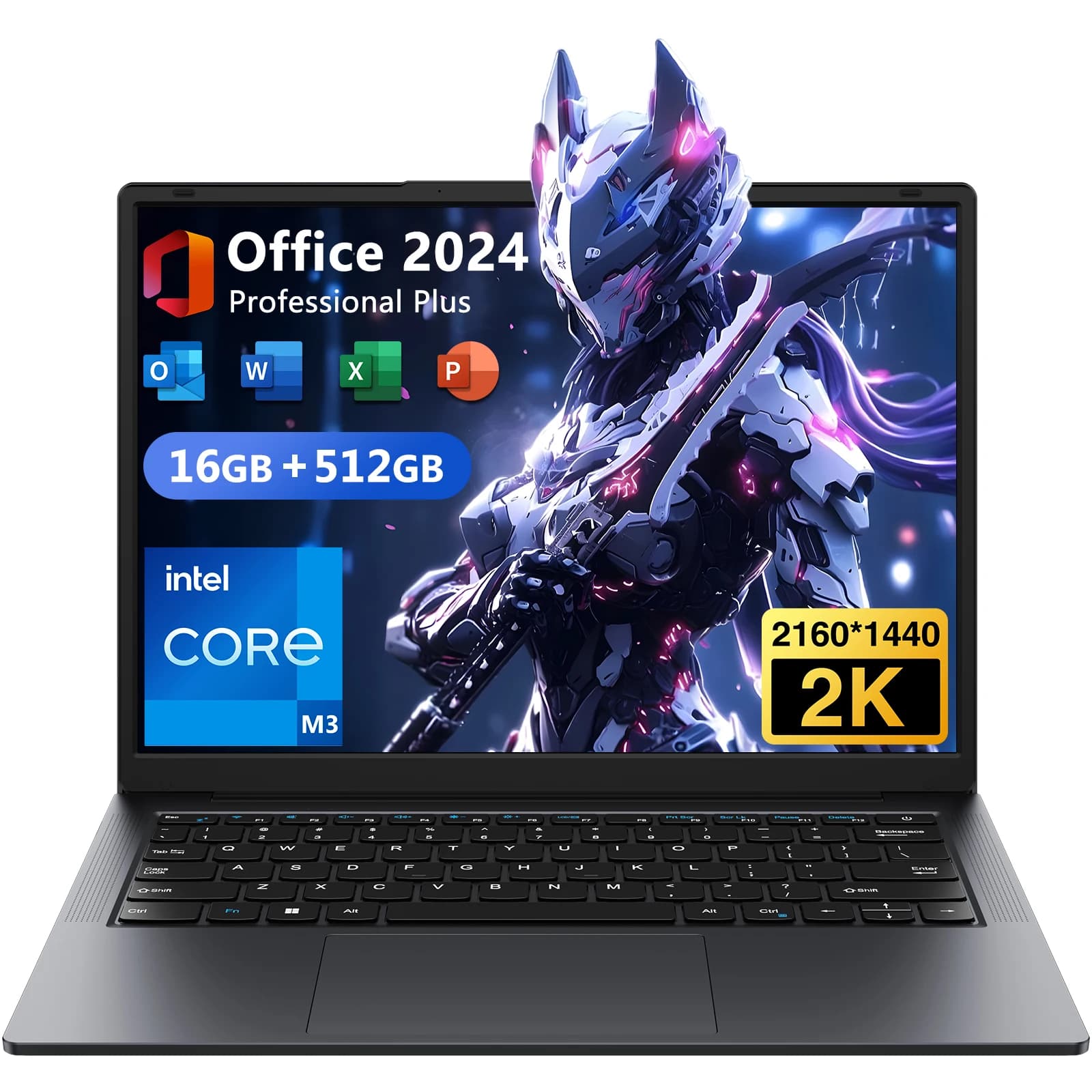 Laptop Windows 11 Pro con schermo 2K da 14,1", 16 GB di RAM, SSD da 512 GB, processore Intel Core, notebook ultrasottile e leggero
