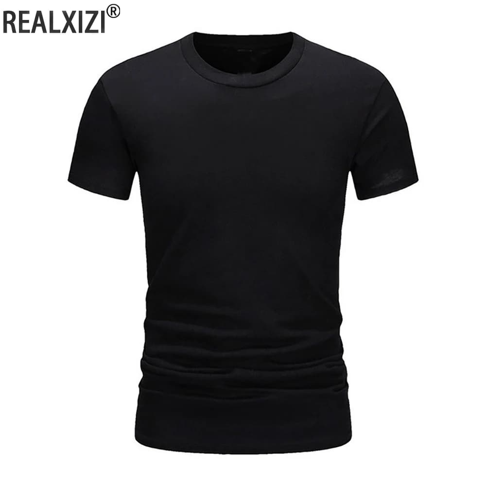 T-shirt in cotone da uomo estivo moda slim nera a maniche corte comoda casual girocollo T-shirt top abbigliamento da uomo