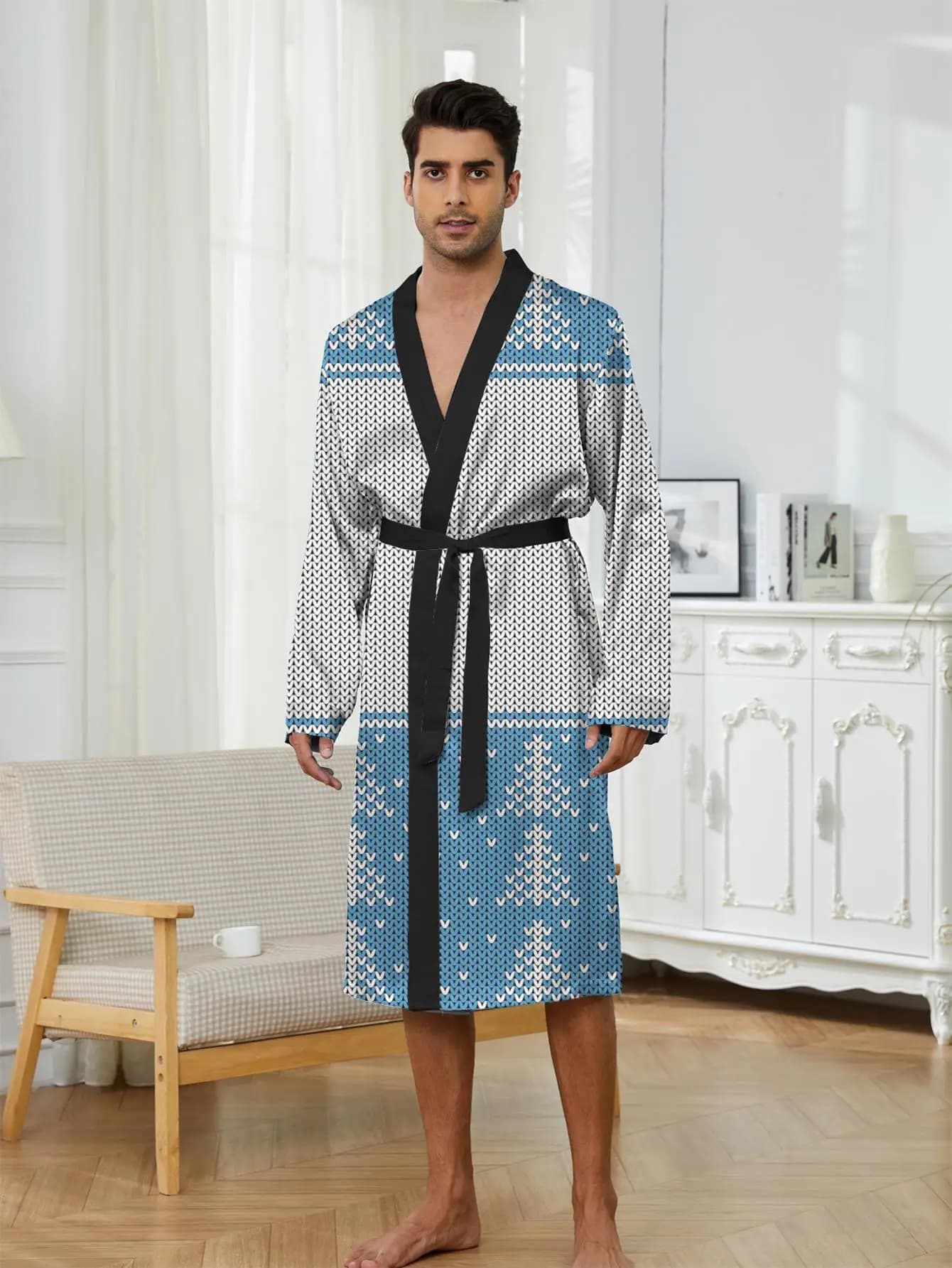 1pcs Men's Robes 2026 Spring/Summer Sleepwear bath robe dressing gown Graphic 3D Printed Bathrobe man Funny pajamas Breathable