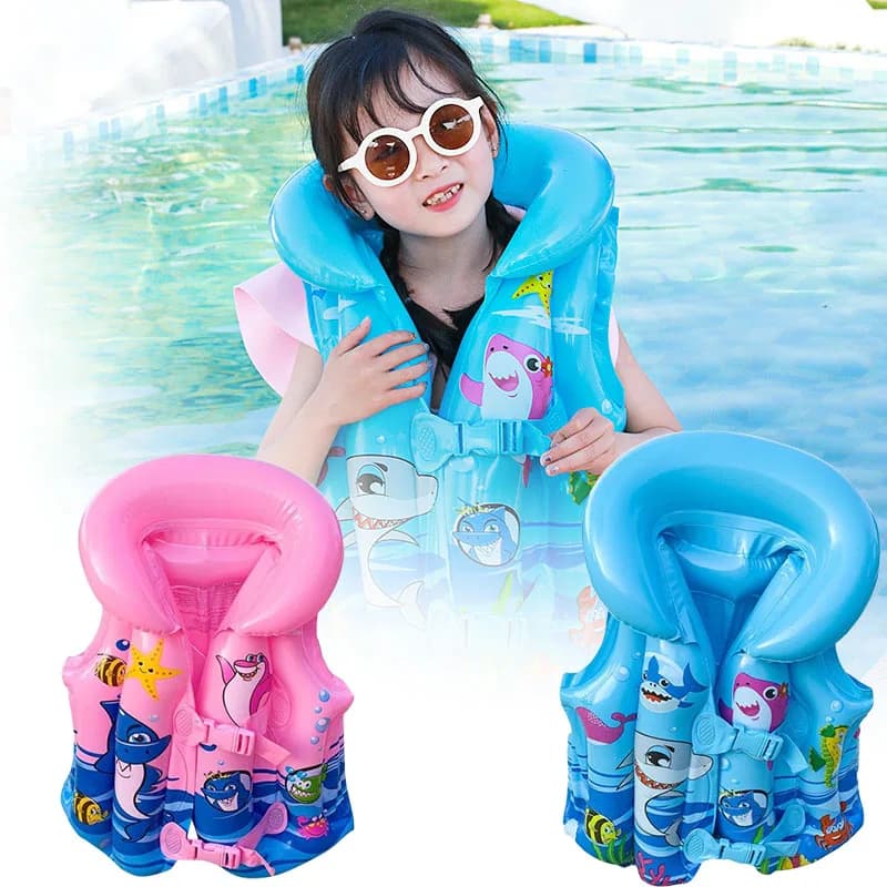 Giubbotto di salvataggio gonfiabile per bambini, spesso, con stampa animali marini, giubbotto di sicurezza galleggiante per piscina e spiaggia