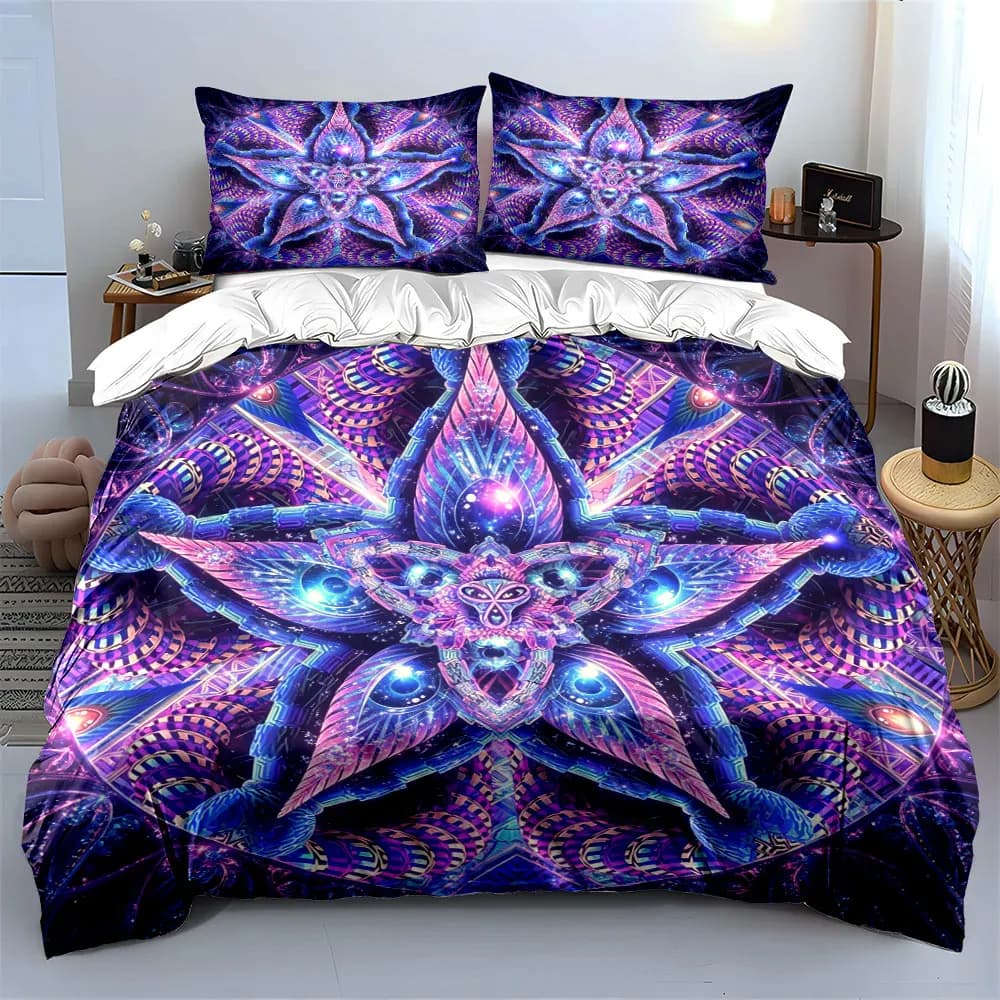 Set di tappezzeria mandala colorata, set di biancheria da letto morbido e confortevole, include 1 copripiumino e 2 federe, idea regalo