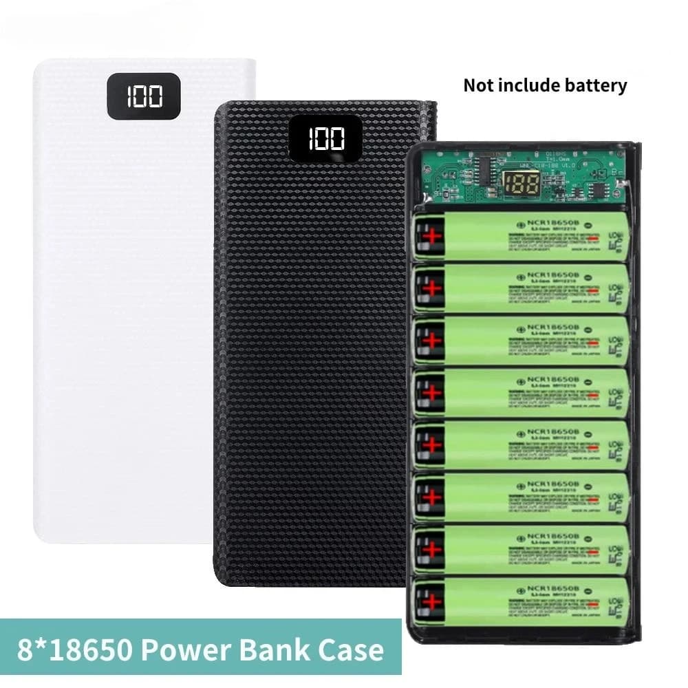 FAI DA TE 8*18650 Battery Accumulators & Charging Charger Box Charging Box 5V Dual USB Type C Battery Support Box PD QC3.0 Fast Charge For SmartPhone