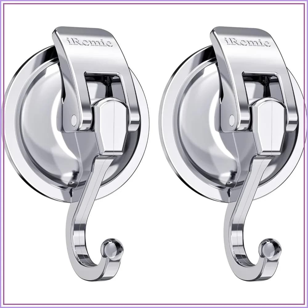 Heavy Duty Suction Cup Hooks (2 Pack) for Kitchen, Bathroom & Restroom - No Drilling Needed