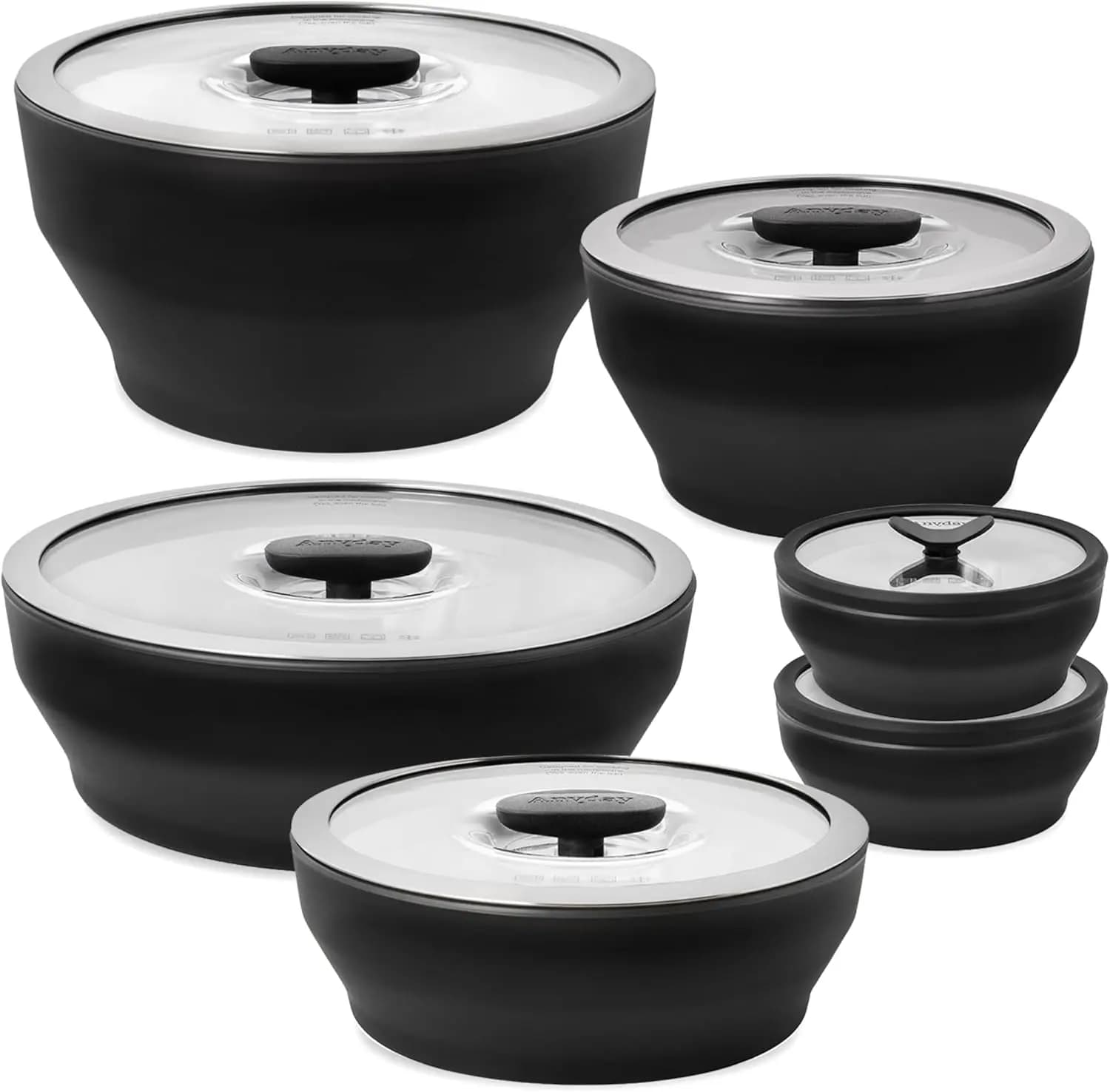 Set di 12 Contenitori in Vetro per Alimenti con Coperchi in Vetro | Set di Pentole per Microonde e Preparazione Pasti Senza Plastica | Contenitori Impilabili Ermetici