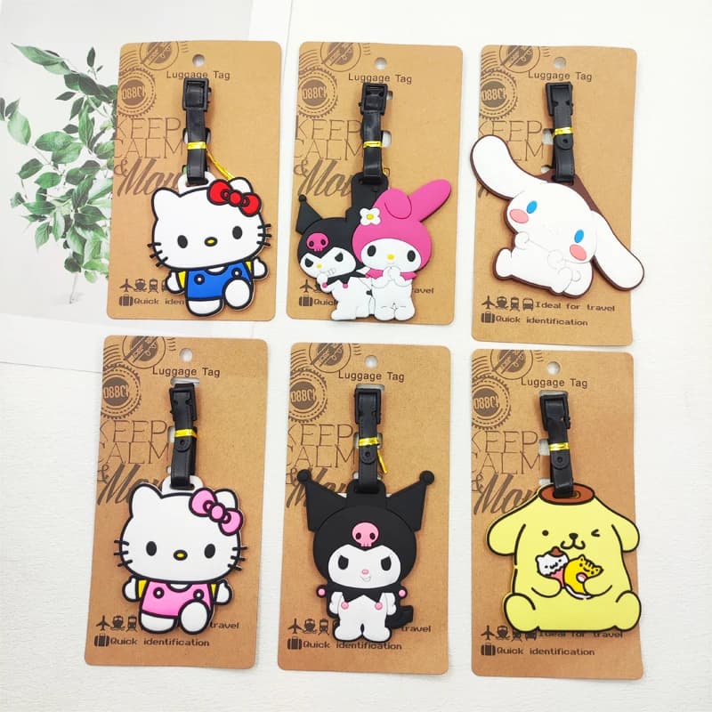KUROMI Cinnamoroll Etichetta per bagagli Etichetta per bagagli da viaggio Hello Kitty Valigia ID Indirizzo Titolare Bagagli Imbarco Biglietto portatile