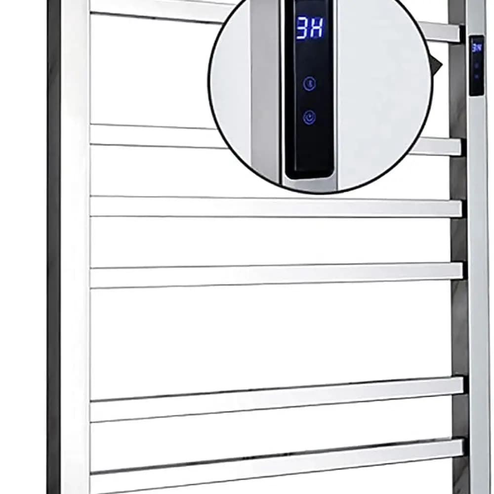 Scaldasalviette elettrico, con timer montato a parete 10 barre Portasciugamani elettrico intelligente Portasciugamani riscaldati in acciaio inossidabile 88 W a bassa potenza