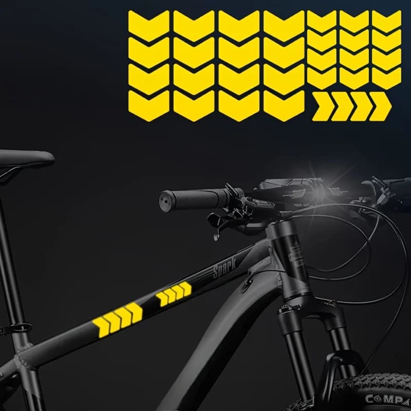 8Pcs/set High Visibility Arrow Reflective Stickers, Yellow Vinyl Decals for Bicycle Frame & Pedals