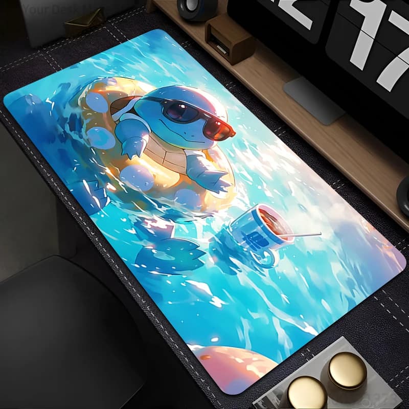 Tappetino per mouse 90x40 cm Pokemon Squirtle per computer portatile, tappetino per tastiera anime, tappetino per mouse per PC, tappetino per tastiere, decorazione per giocatori, tappetino da scrivania