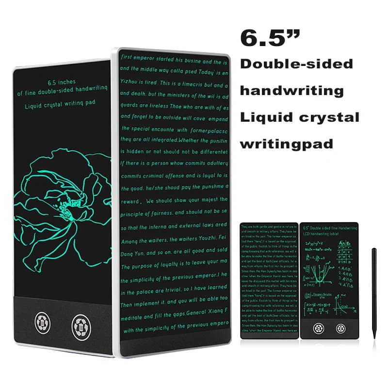 Tavoletta da scrittura LCD fine a schermo intero con scrittura a mano su entrambi i lati da 6,5 pollici Tavolo da disegno a cristalli liquidi Blocco per schizzi per contenuti riunioni