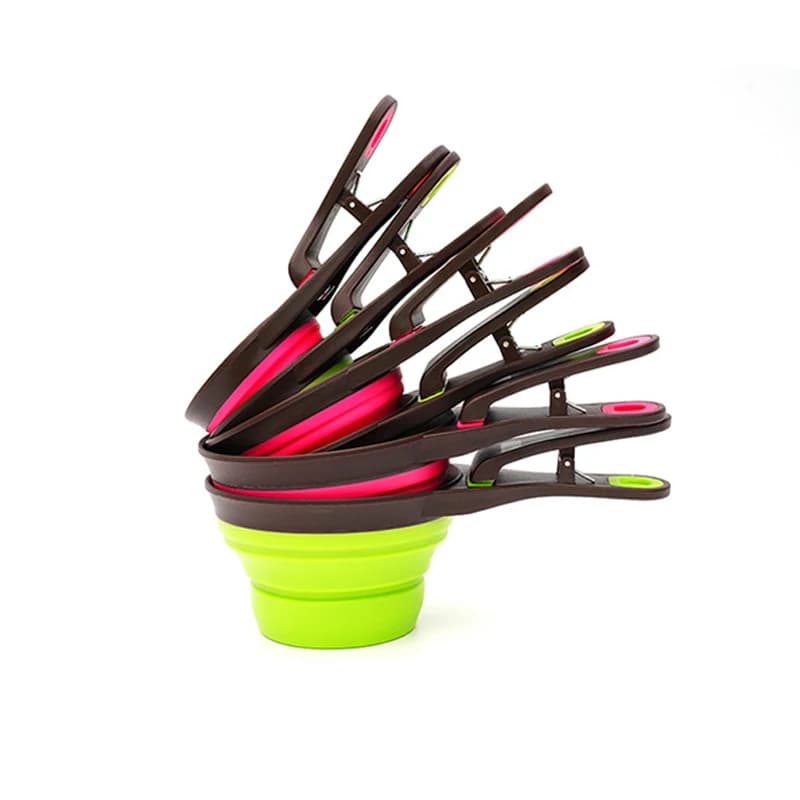 Forniture per animali domestici ciotola pieghevole per animali domestici in Silicone per cani gatto misurabile cucchiaio per alimenti per cani Clip per sigilli per alimenti ciotola pieghevole portatile per esterni