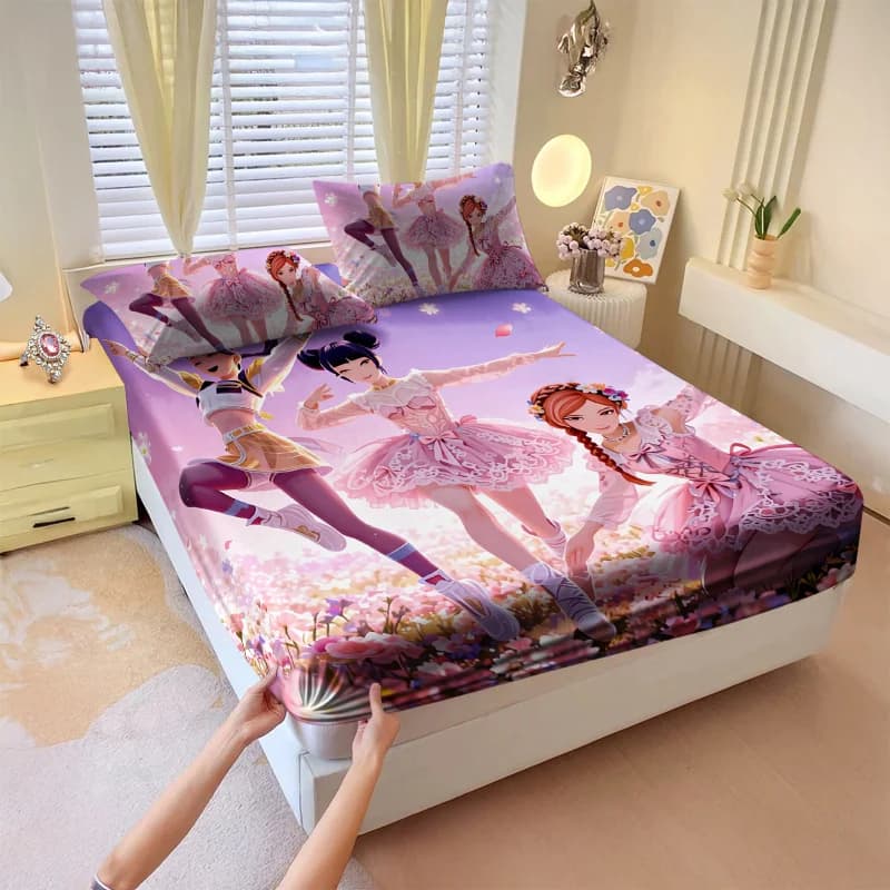 Set of three-piece sheets, consisting of 1 sheet and 2 pillowcases, bedding set, bedroom