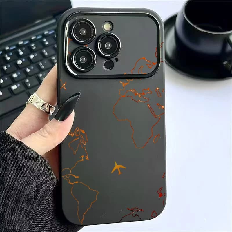 World Map Travel Shockproof Phone Case For iPhone 11 12 13 14 Plus 15 16 Pro 17 Pro Max 16 X XS XR Matte Large Window Soft Cover