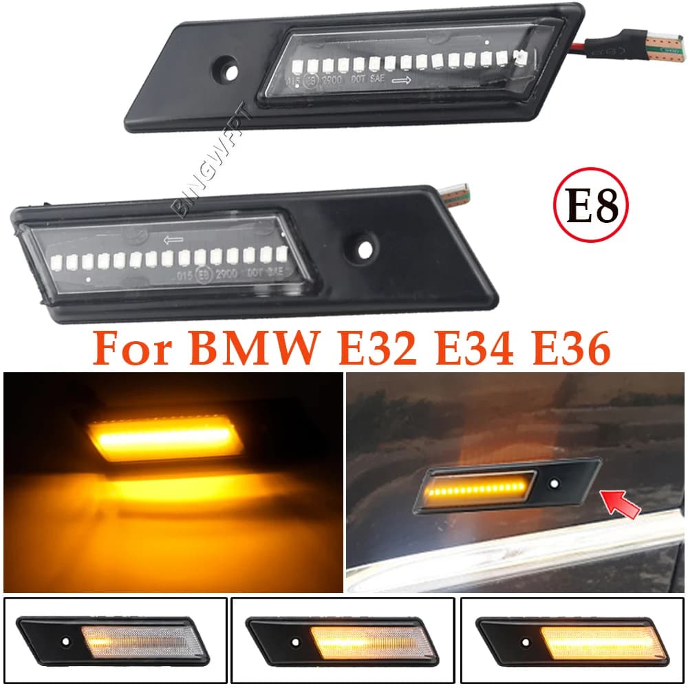 Indicatore di direzione dinamico LED indicatore laterale indicatore lampeggiante per BMW 3 5 7 serie E32 E34 E36 1990-1996 2 pezzi