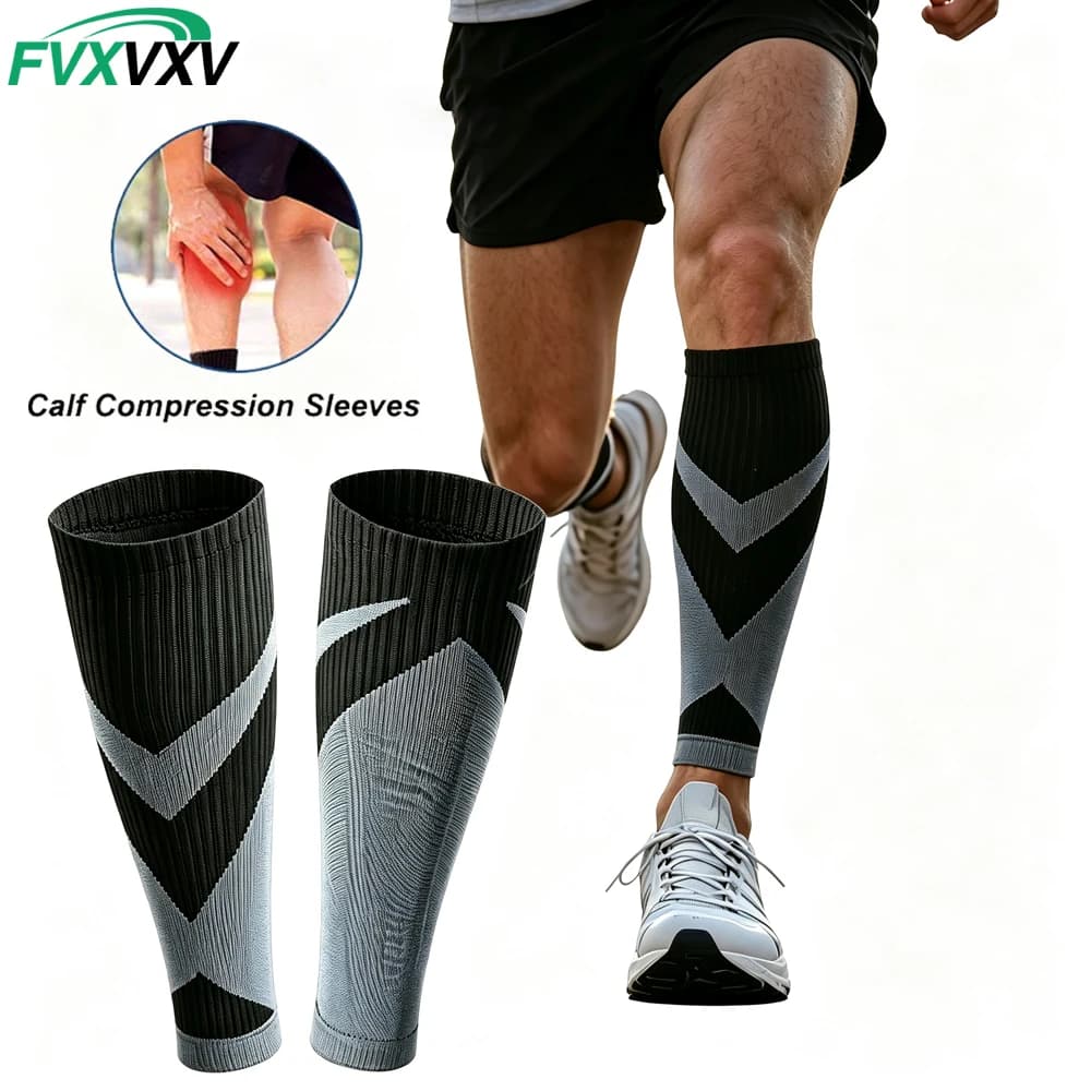 1Pair Breathable Knitted Calf Compression Sleeves – Footless Leg Support for Running, Jump Rope, Cycling, Nursing, Pregnancy