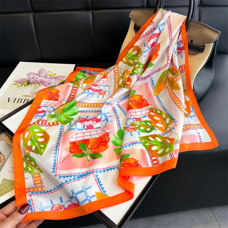 Foulard Quadrato in Seta Designer da Donna, Sciarpa in Raso, Hijab, Fascia per Capelli, Foulard da Polso, Lussuoso Fazzoletto per la Testa 70*70cm, Echarpe 2026, Bandana