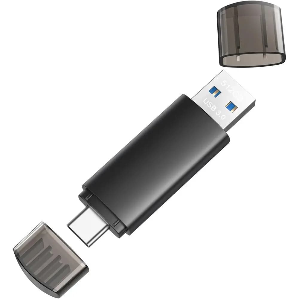Chiavetta USB 3.0 da 512GB con Doppia Porta USB-C e USB-A per Archiviazione Portatile